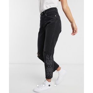 Levi's Black Cropped Jeans with Embellished Detail
